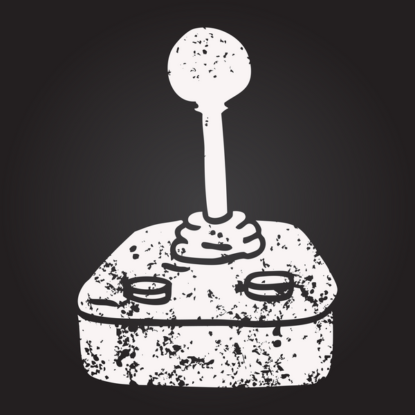 Siyah beyaz tebeşirle çizilmiş bir insan tarafından çizilmiş bir joystick.