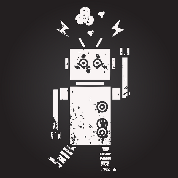 Bir insan tarafından çizilmiş bir robotun karikatürü.