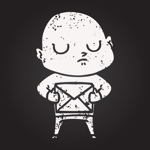 Bir insan tarafından çizilmiş karatahta tebeşirli kel adam.