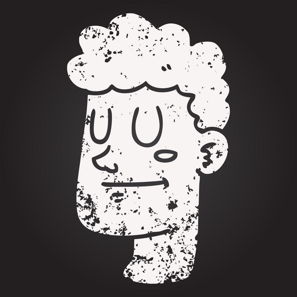 Bir insan tarafından çizilmiş kara tahta tebeşir erkek yüzü.