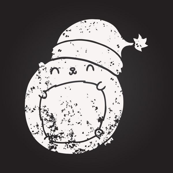 Bir insan tarafından çizilmiş kara tahta tebeşirle çizilmiş şirin bir Noel ayısı.