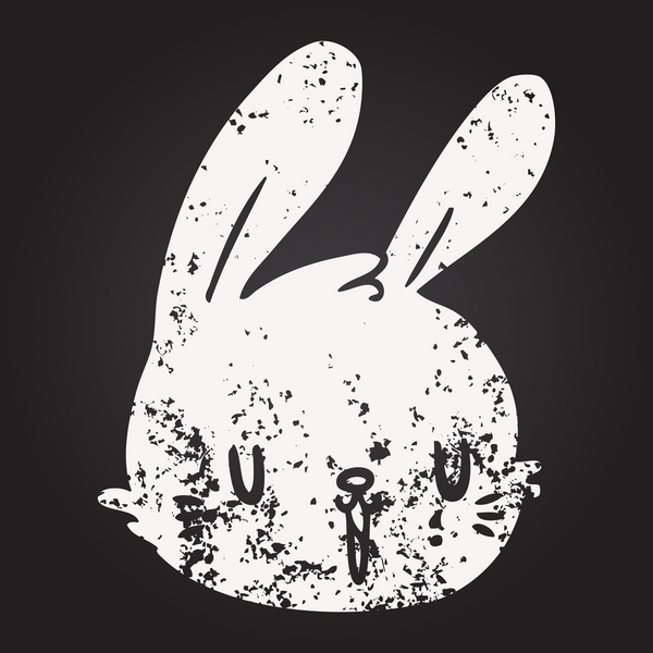 Bir insan tarafından çizilmiş kara tahta tebeşir çizgi film tavşan yüzü