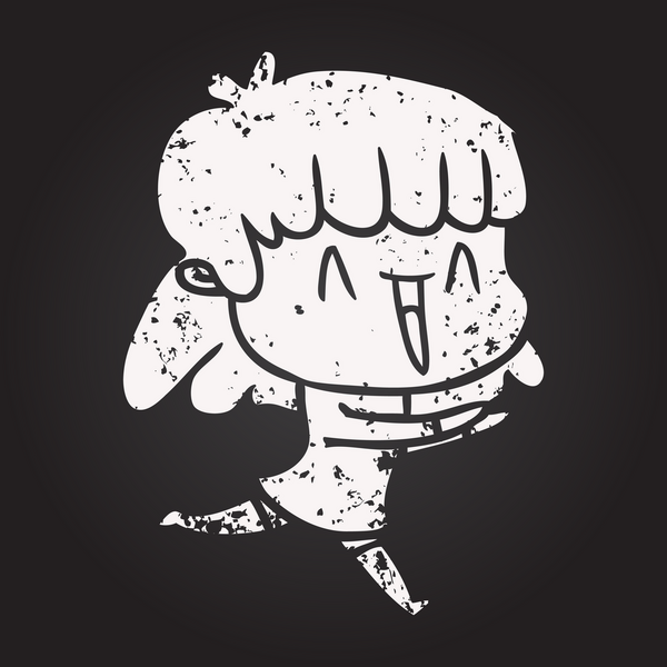 Bir insan tarafından çizilmiş kara tahta tebeşir karikatür kadın.