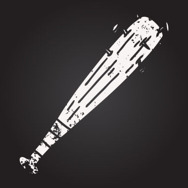 Tahta tebeşirle çizilmiş bir el, bir insan tarafından çizilmiş çivili bir yarasanın karalaması.