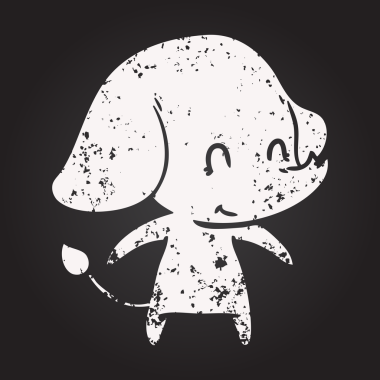 Bir insan tarafından çizilmiş kara tahta tebeşirle çizilmiş şirin bir fil.