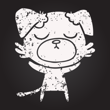 Bir insan tarafından çizilmiş kara tahta tebeşirle çizilmiş şirin bir köpek.