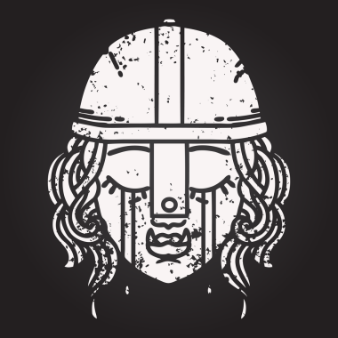 Kara tahta tebeşiri Siyah ve Beyaz Dövme Stili Ağlayan Ork savaşçı karakteri bir insan tarafından çizilmiş