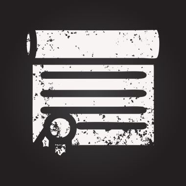 Bir insan tarafından çizilmiş kara tahta diploma sertifika simgesi