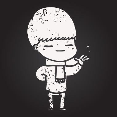 Tahta tebeşir karikatür, kendini beğenmiş çocuk bir insan tarafından çizilmiş.