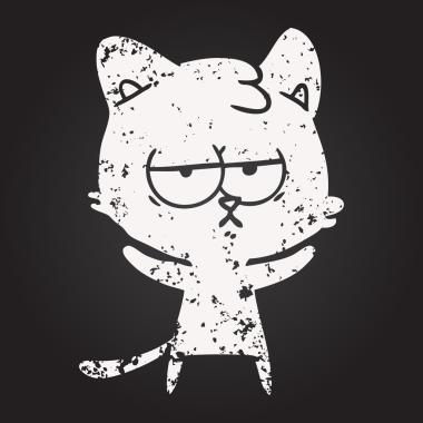 Karatahta tebeşir sıkılmış çizgi film kedisi Bir insan tarafından çizildi