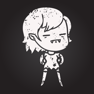 Karatahta tebeşiri. Bir insan tarafından çizilmiş ölümsüz vampir kız.