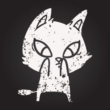 Karatahta tebeşiri bir insan tarafından çizilmiş çizgi film kedisi.