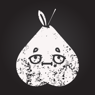 Karatahta bir insan tarafından çizilmiş armut karikatürü