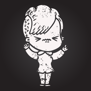 Karatahta tebeşir karikatürü bir insan tarafından çizilmiş hippi kızı kızdırdı.