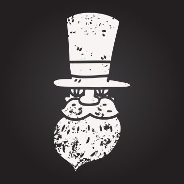 Bir insan tarafından çizilmiş silindir şapkalı karikatür adam.