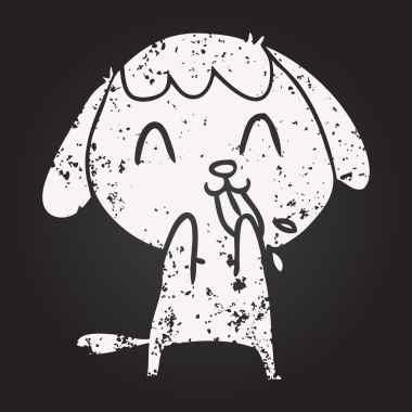 Bir insan tarafından çizilmiş kara tahta tebeşirle çizilmiş şirin bir köpek.