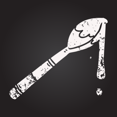 Bir insan tarafından çizilmiş bir kaşık balın karatahta çizimi