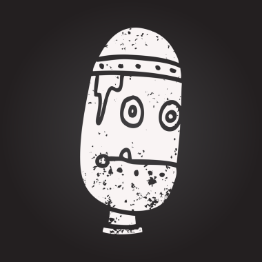 Karatahta tebeşiri bir insan tarafından çizilmiş robot kafası.