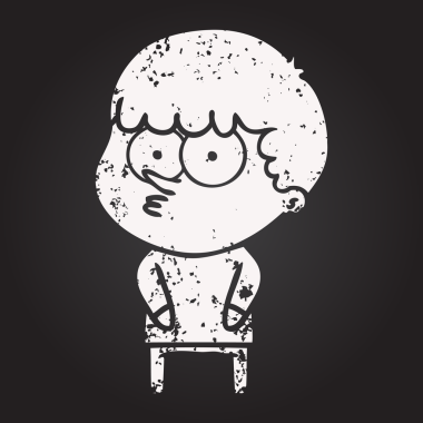 Karatahta tebeşir çizgi filmi Bir insan tarafından çizilmiş meraklı çocuk