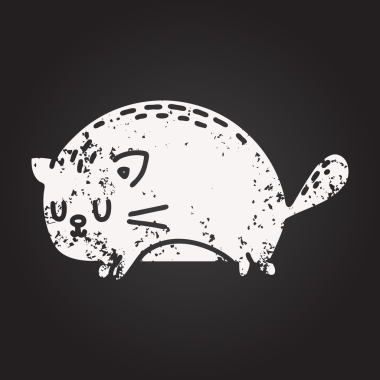 Geleneksel bir siyah iş dövmesi çiziminin karatahta çizimi bir insan tarafından çizilmiş mutlu kedi.