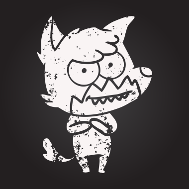 Karatahta tebeşirle çizilmiş bir insan tarafından çizilmiş sırıtan tilki.