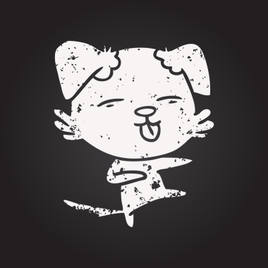 Bir insan tarafından çizilmiş karatahta tebeşir köpek dansı.