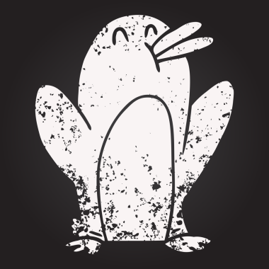 Bir insan tarafından çizilmiş karatahta penguen karikatürü.
