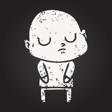 Bir insan tarafından çizilmiş karatahta tebeşirli kel adam.