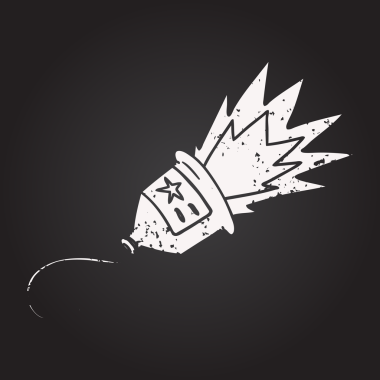 Bir insan tarafından çizilmiş kara tahta tebeşir partisi popper çizgi filmi