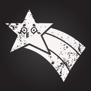 Karatahta bir insan tarafından çizilmiş gökkuşağı yıldızının karikatürü.