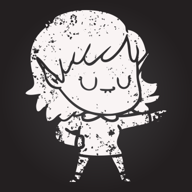 Karatahta tebeşirli mutlu elf kızı bir insan tarafından çizilmiş.