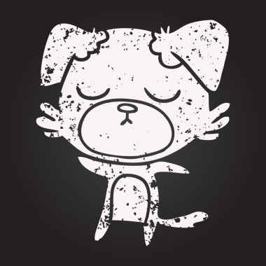 Bir insan tarafından çizilmiş kara tahta tebeşirle çizilmiş şirin bir köpek.