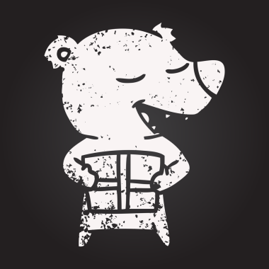 Karatahta tebeşir karikatür kutup ayısı bir insan tarafından çizilmiş