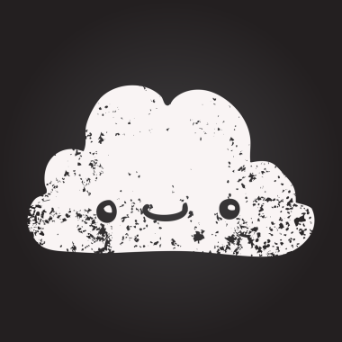 Bir insan tarafından çizilmiş kara tahta tebeşir şirin çizgi film bulutu