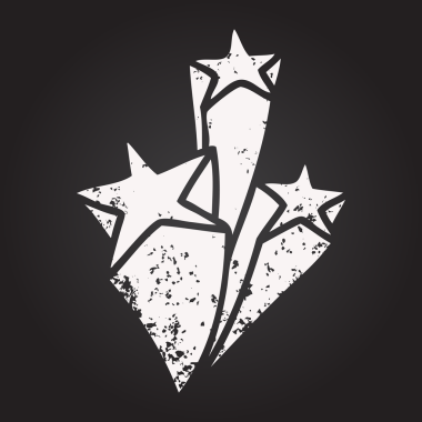 Karatahta tebeşir bir insan tarafından çizilmiş garip çizgi film yıldızları