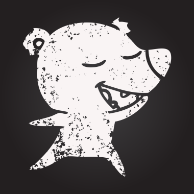 Bir insan tarafından çizilmiş kara tahta çizgi film ayısı.