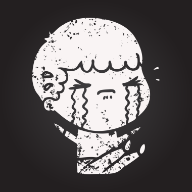 Karatahta tebeşirci bir insan tarafından çizilmiş ağlayan adam.