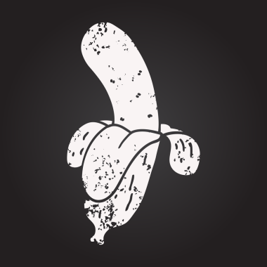 Bir insan tarafından çizilmiş karatahta karikatür muz.