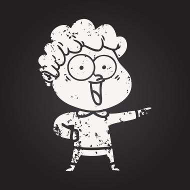 Karatahta tebeşir çizgi filmi bir insan tarafından çizilmiş mutlu adam