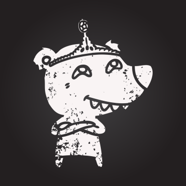 Karatahta tebeşirle çizilmiş bir ayı insan dişlerini gösteriyor.