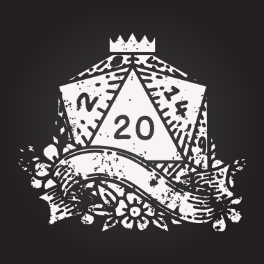 Kara tahta tebeşiri Siyah ve Beyaz Dövme Çizim Biçimi Doğal 20 D20 zar bir insan tarafından çizildi