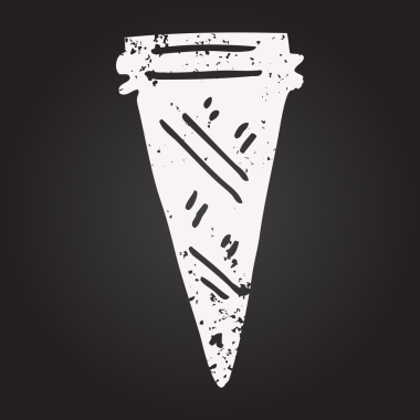 Bir insan tarafından çizilmiş karatahta karikatür dondurma külahı.