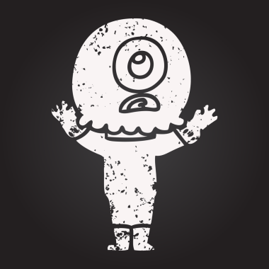 Kara tahta tebeşir tebeşiri Tepegöz uzaylı uzay adamı bir insan tarafından çizildi