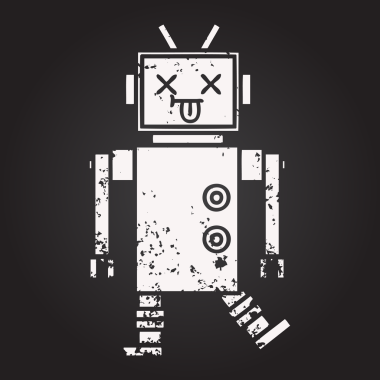 Bir insan tarafından çizilmiş bir robotun karikatürü.