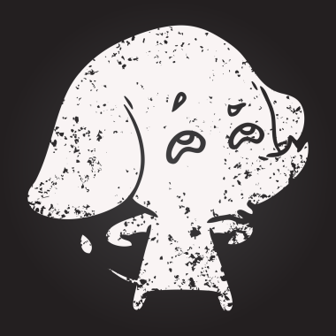 Bir insan tarafından çizilmiş karatahta karikatür fili.