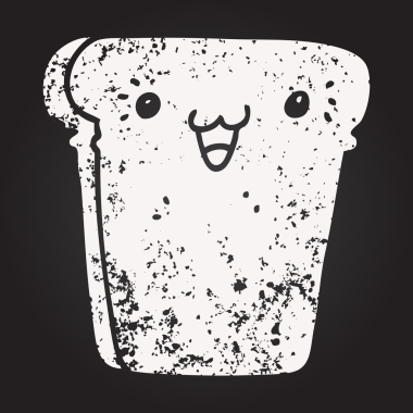 Bir insan tarafından çizilmiş karatahta tebeşirli ekmek dilimi