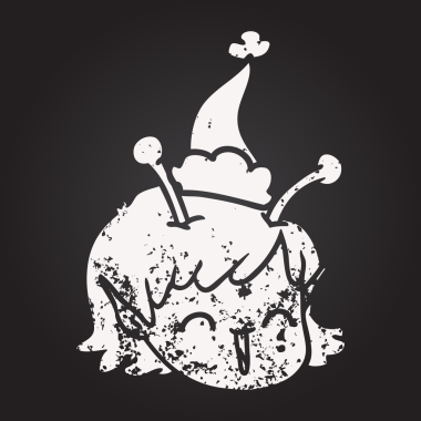 Bir insan tarafından çizilmiş Noel Baba şapkası giyen uzaylı bir kızın el yazısı.