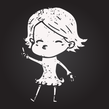 Karatahta tebeşir karikatür kadın bir insan tarafından çizilmiş