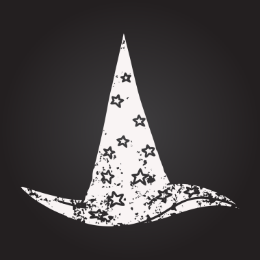 Bir insan tarafından çizilmiş kara tahta tebeşir çizgi film sihirbazı şapkası