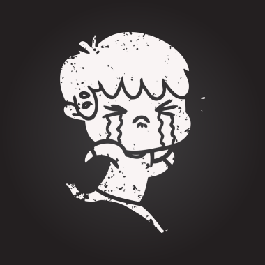 Karatahta tebeşirci çocuk bir insan tarafından çizilmiş ağlıyor.